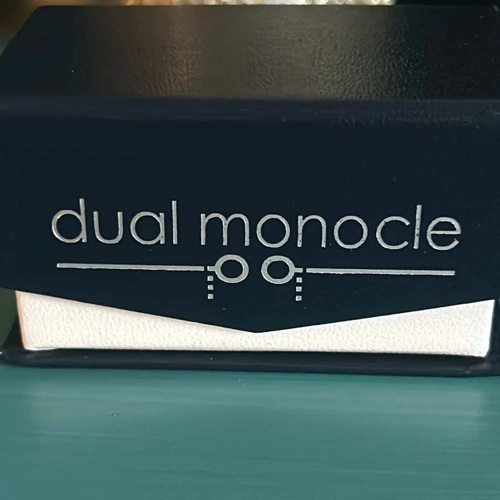 New Dual Monocle Monogrammed “O” Cufflinks Silver Tone in Gift Box